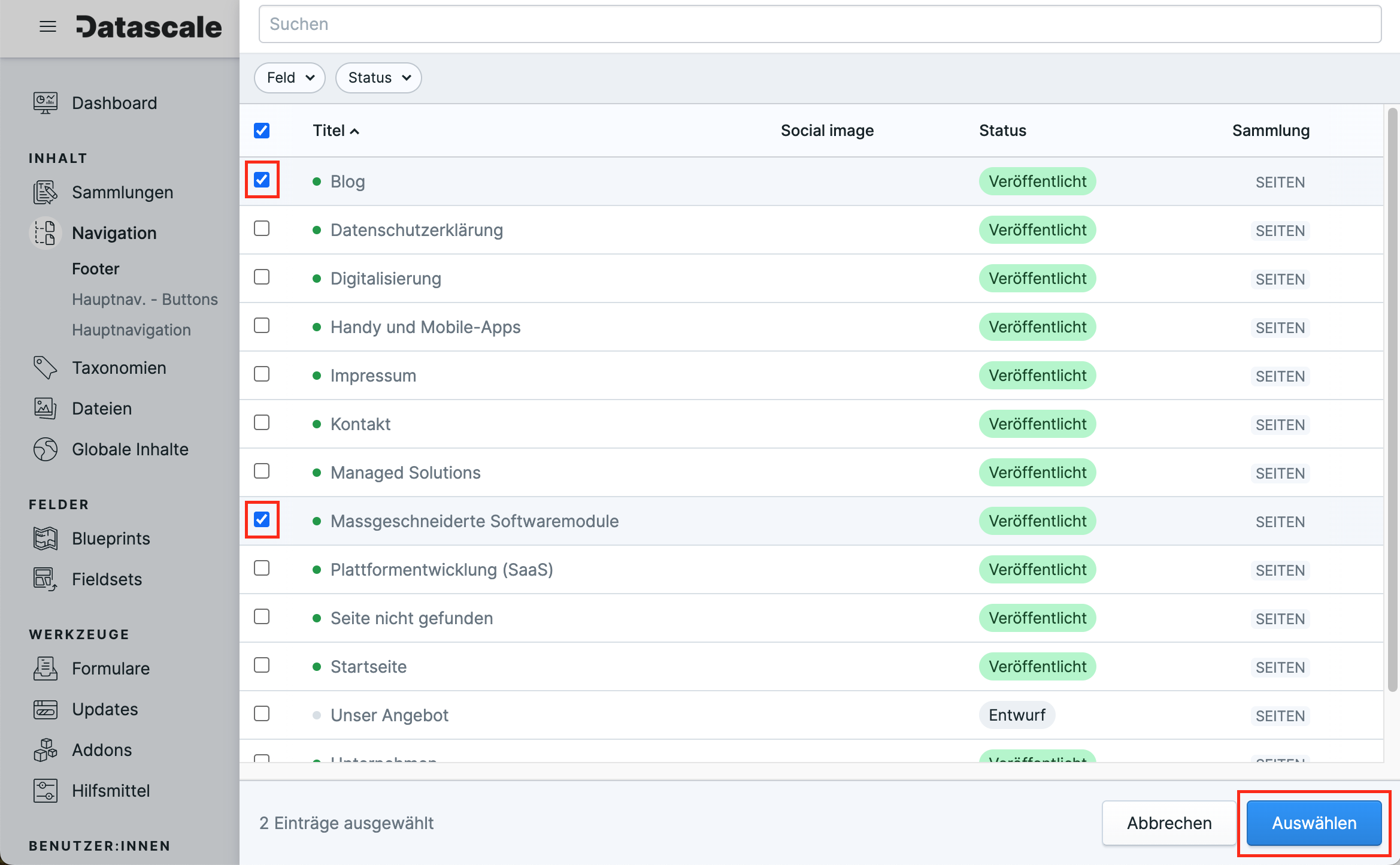 Screenshot Statamic Navigations